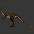 Realistic Brown Striped Dinosaur Model Standing With Open Mouth And Muscular Build
