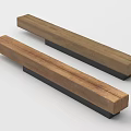 Two Natural Wood Strips With Black Support Bases On White Background