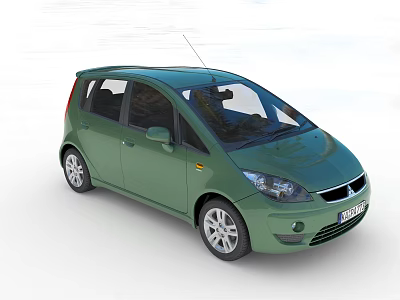 Green Compact Car With Modern Exterior Design And Five Door Structure 3d model