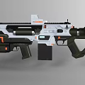Futuristic Rifle 3D Rendered with Black and Orange Details Scope and Tactical Accessories