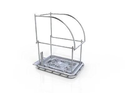 Metal Storage Rack With Curved Top And Platform Base Structure 3d model