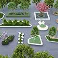 Various Designed Tree Pits With Trees And Green Plants In Urban Landscape