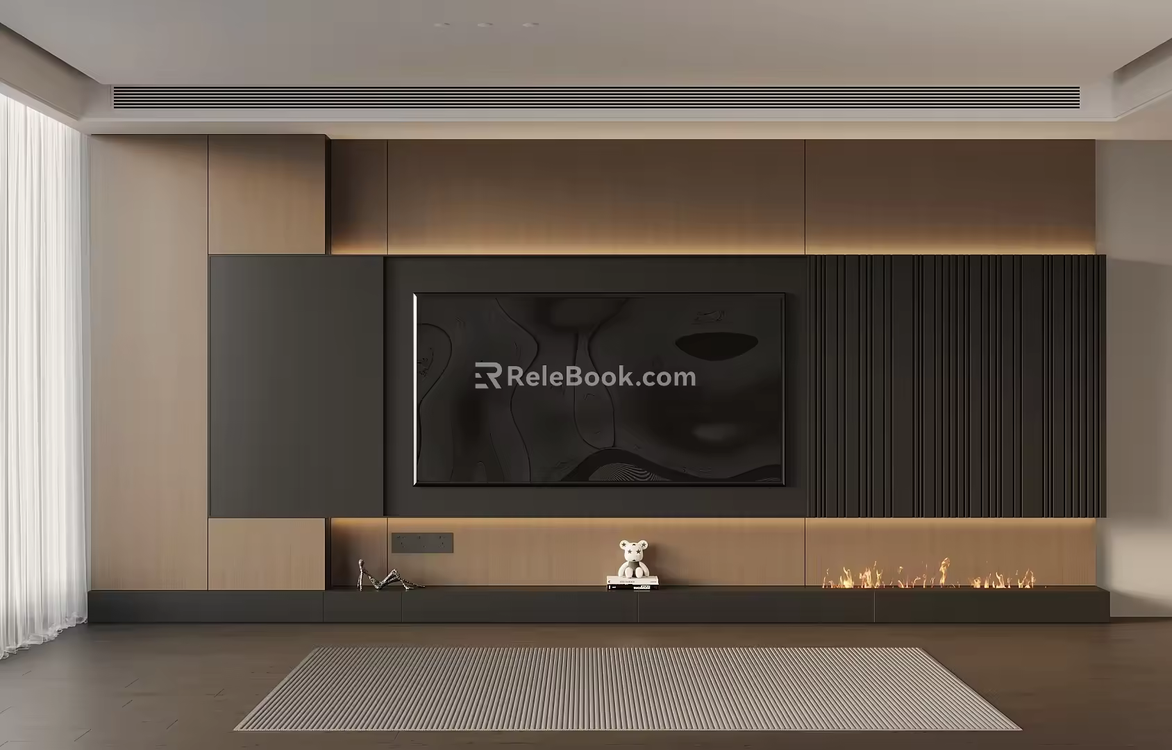 Italian minimalist TV background wall 3d model