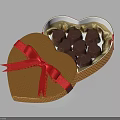 Heart Shaped Box With Gold Grid And Red Bow Containing Chocolate 3d model