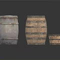 Vintage Wooden Barrels In Different Sizes For Home Storage Use