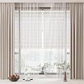 Elegant Curtains With White Blinds For Window In Room Interior View