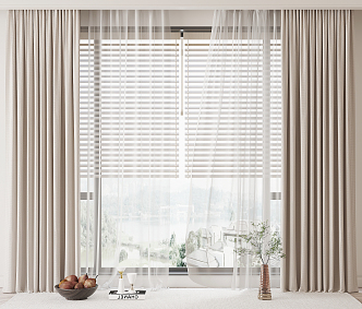 Modern Curtain Fabric Curtain 3d model