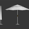 Modern White Round Outdoor Patio Umbrella With Stand And Sleek Design