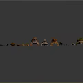 Colorful Reptile Models of Various Species Arranged in Row on Gray Background