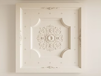 French Gypsum Carved Ceiling Light Plate Corner Angle Flower Gypsum Components 3d model