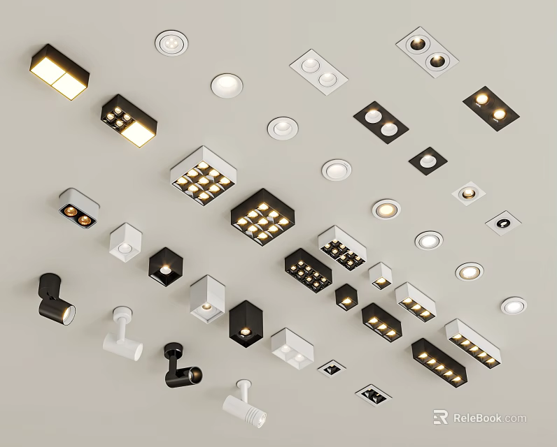 Modern Downlights And Spotlights With Various Designs For Home Ceiling Lighting Fixtures 3d model 