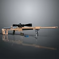 Tactical Sniper Rifle With High Power Scope And Tan Metallic Finish