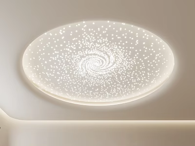 Modern Round Ceiling with Starry Spiral Pattern and Soft White Lighting Design 3d model