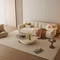 Comfortable Modern Sofa and Coffee Table Set with Pillows Throw Blanket Vase and Floor Lamp