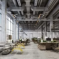 Modern Industrial Co working Office Space Interior With Large Windows Desks Sofas And Green Plants