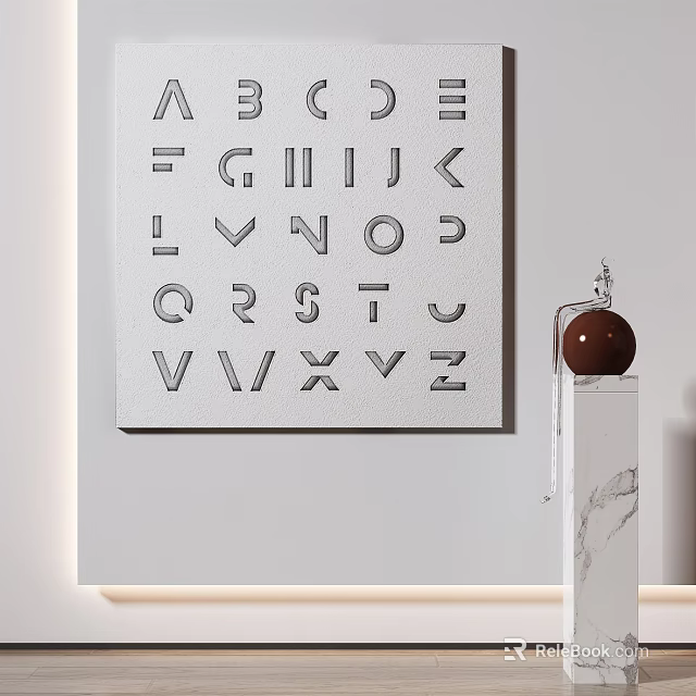 Modern Alphabet Wall Decor With Minimalist Design And Marble Base Sphere Accent 3d model