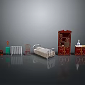 Modern Home Furniture Display With Bed Cabinet Chair And Decorative Vase