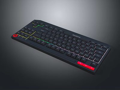 Sleek Black RGB Backlit Keyboard With Colorful LED Lights For Gaming And Office Use 3d model