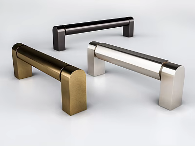 Modern Door Handles With Metallic Finishes In Gold Black And Silver 3d model