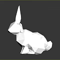 Low Poly Rabbit Decorative Figurine With Metallic Geometric Design And Reflective Surface 3d model