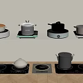 Modern induction cooker pot 3d model