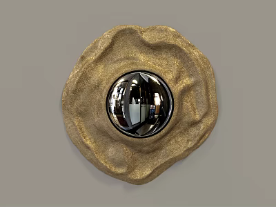 Unique Decorative Round Gold Mirror With Wavy Frame For Wall Decor 3d model