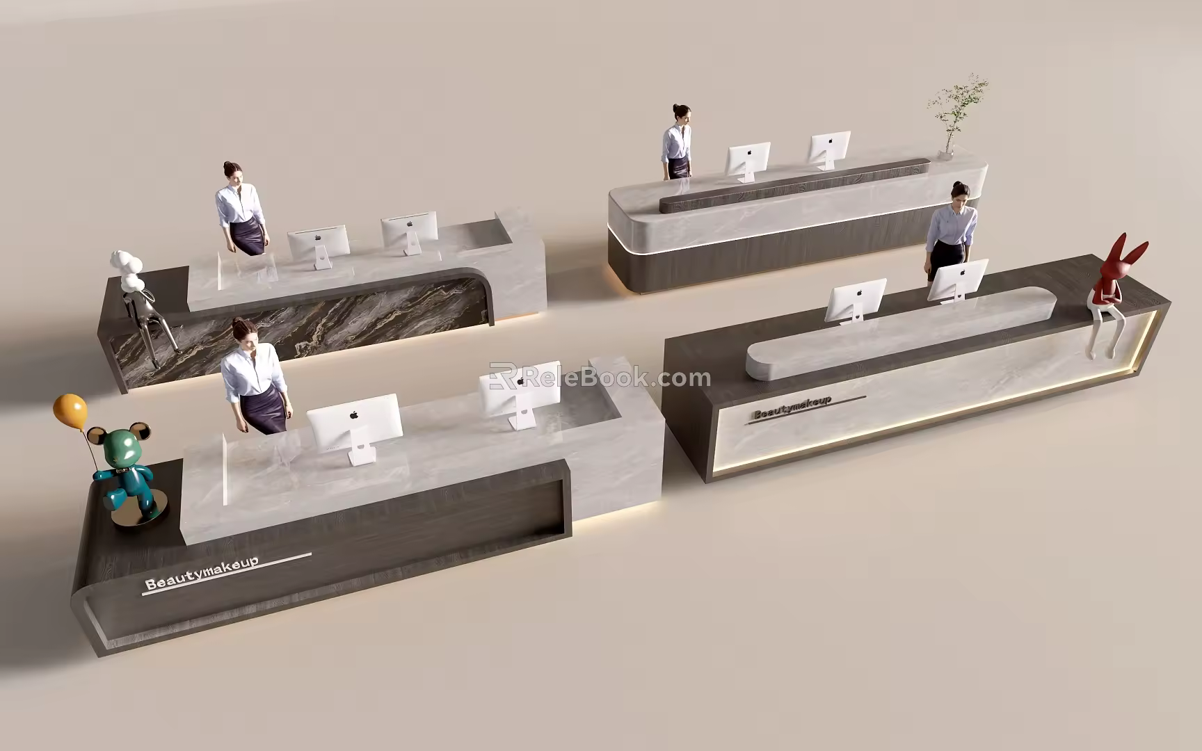 Modern Company Reception Area Bar Reception Desk 3d model