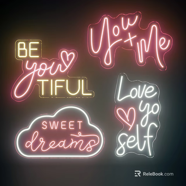 Colorful Neon Irregular Wall Lamp With Decorative Inspiring Words For Indoor Decoration 3d model 