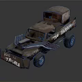Rugged Rusty Modified Off Road Truck With Open Top TROUBLE Lettering And Wasteland Look