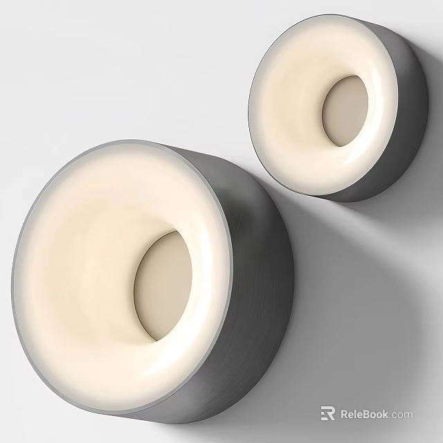Modern Round Wall Lamps With Soft White Light And Gray Finish Design 3d model 
