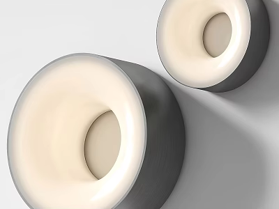 Modern Round Wall Lamps With Soft White Light And Gray Finish Design 3d model