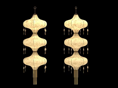 Elegant Layered Hanging Lamps With Tassel Decorations For Home Furniture 3d model
