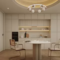 Modern Luxury Apartment Bedroom With Large Bed Chandelier Beige Artworks And Wooden Flooring