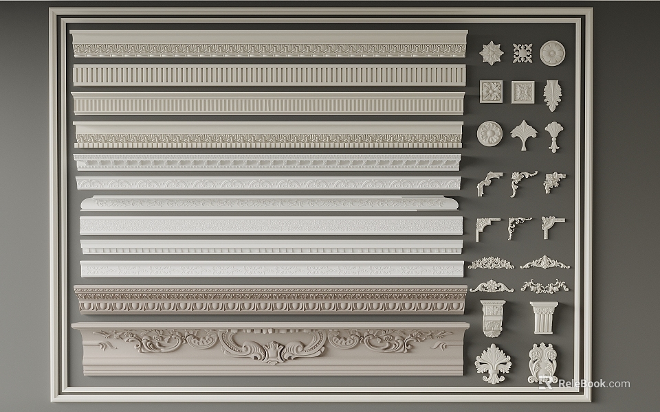 Crown Molding Collection With Various Styles And Details 3d model 