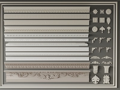 French plaster line carved corner line 3d model