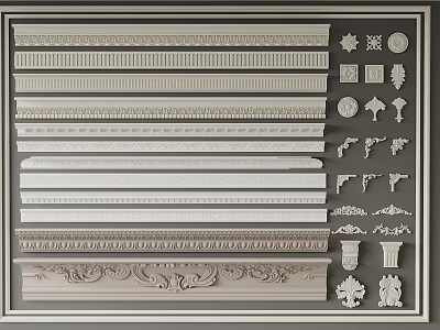 Crown Molding Collection With Various Styles And Details 3d model