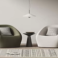 Pierre Single Sofa Lazy Sofa Chandelier Side Carpet 3d model