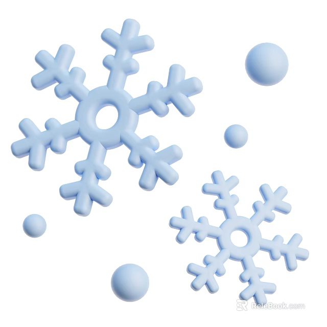 Decorative Blue Snowflake Ornament and Round Ball Decoration Set for Home Decor 3d model 