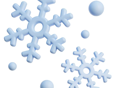 Decorative Blue Snowflake Ornament and Round Ball Decoration Set for Home Decor 3d model