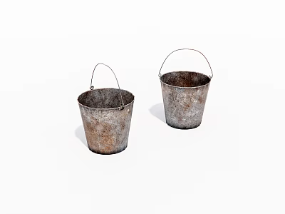 Two Rusty Metal Buckets Ideal For Household Storage And Daily Use 3d model