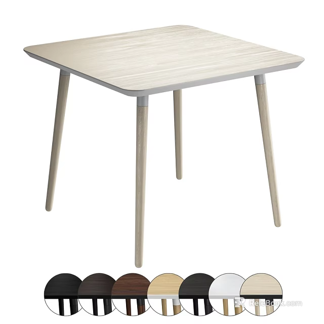 Modern Wooden Dining Table With Light Colored Top And Multiple Color Options 3d model 