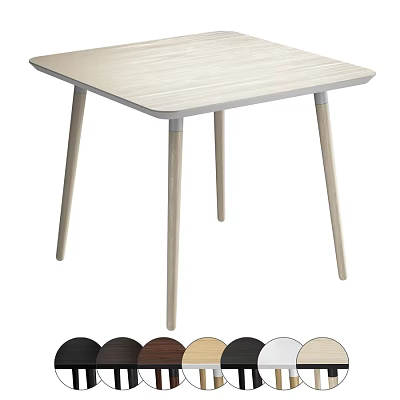 Modern Wooden Dining Table With Light Colored Top And Multiple Color Options 3d model