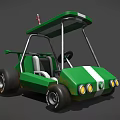 Sporty Green Utility Vehicle With Open Roof White Stripes And Yellow Headlights