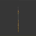Fantasy Character Weapon With Golden Hilt And Mythical Creature Carvings