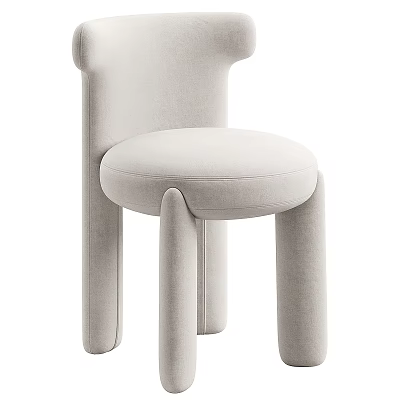 Modern Beige Velvet Leisure Chair With Rounded Shape And Unique Armrests 3d model