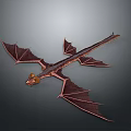 Mythical Dragon Skeleton in Flying Pose with Extended Wings and Long Tail
