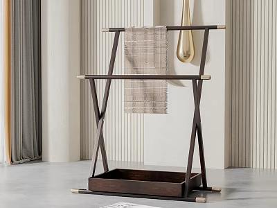 New Chinese Style Hanger Solid Wood Hanger 3d model
