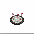 Standard Dartboard Game Equipment With Red Darts And Numbered Target