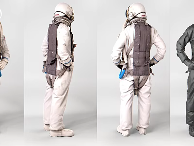 Game Movie Character Astronaut Suit Design In Multiple Angles White Black Outfit 3d model