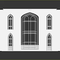 Innovative Future Architecture with White Sleek Facade and Rows of Arched Glass Windows